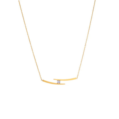 Adora London The Iris Necklace Simple style necklace with double gold plated detailing and gemstone detailing in the center
