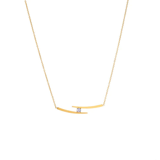 Adora London The Iris Necklace Simple style necklace with double gold plated detailing and gemstone detailing in the center
